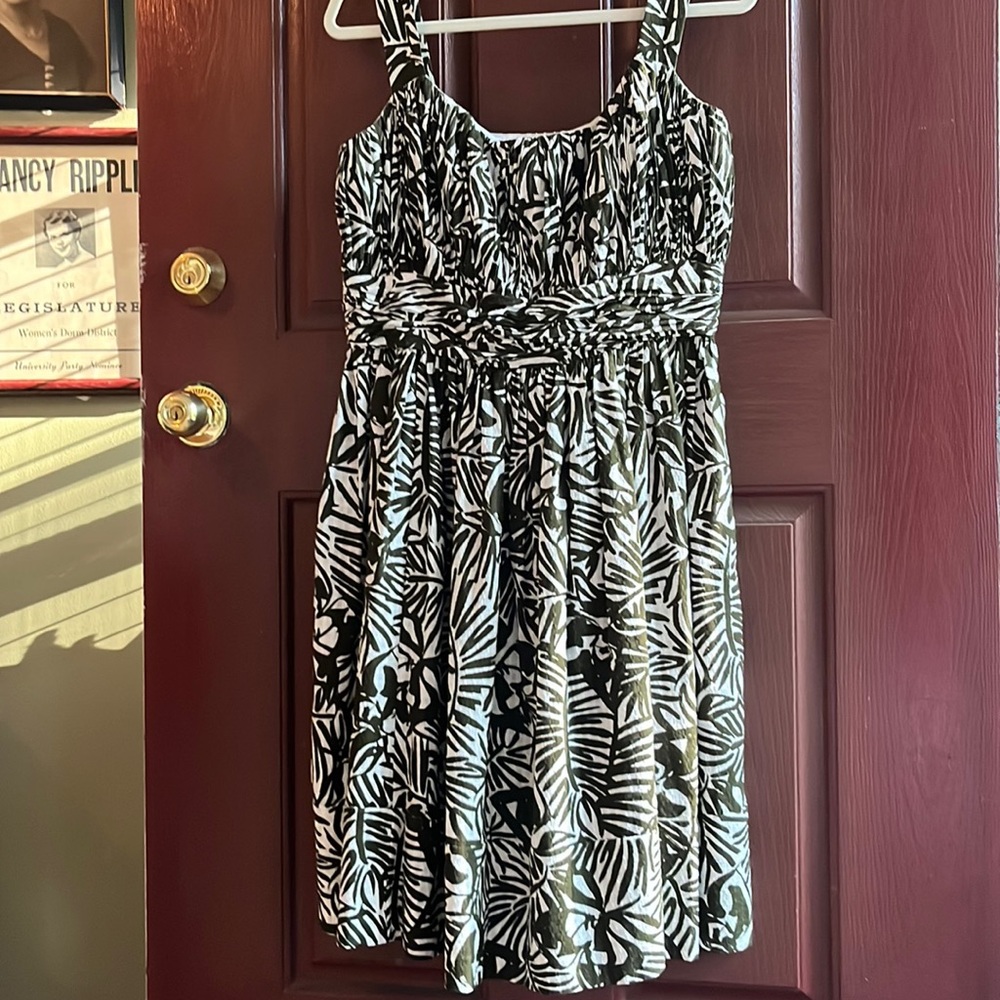 Kate Spade Olive and White Leaf Print Dress 14